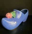 Mccoy Blue Dutch Shoe Clog Planter Pink Rose Ceramic Pottery 7 5 