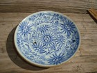 Antique Chinese Blue White Porcelain Flower Small Plate Late Qing 19th Century