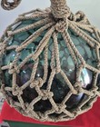 Antique Vintage Japanese Glass Fishing Float Large Blue Green  40  Preowned 