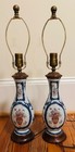 Pair Of 19th Century Chinese Export Famille Rose Lamps With Botanical Motif