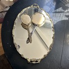 Vintage Oversize Gold Plate Hollywood Regency Mirror Vanity Tray   Accessories