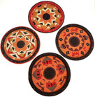 African Zulu Telephone Wire Platters 13  Handwoven Tribal Art Decor Set Of 4