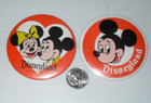 2 Vintage Disneyland Mickey Minnie Mouse Button Pinback Walt Disney Productions