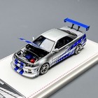 1 64 Scale Nissan Gt-r R34 Fnf Silver blue Die-cast Car Model