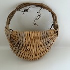 Vintage Woven Wicker Wall Hanging Pocket Basket Rustic Grapevine Farmhouse Decor