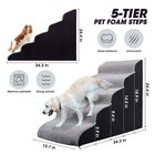 Grey Foam Dog cat Steps  Tall 5-tier High Bed Stairs  Extra Wide  Non-slip  25in