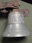 Big Rare Vintage Antique Fancy Iron Bracket Cast Bronze Bell Hunting Dog Scene