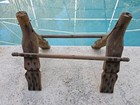Vintage Egyptian Camel Saddle Seat Stool Solid Wood Brass Accents No Cushion 26 