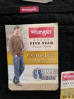 Wrangler Five Star Men s Relaxed Fit 54x30 Black Jeans Denim U Shape New W Tags