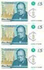 United Kingdom   Great Britain 3x 5 Pounds 2015    2016  P-394 Unc Consecutive