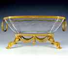 Large Antique French Empire Cut Crystal Gilt Bronze Centerpiece Bowl