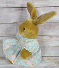 Vintage Happiness Always Plush Bunny Rabbit Stuffed Animal Brown Floral Dress
