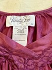 Vtg Vanity Fair Nightgown S Burgundy Nylon Flutter Sleeve Lace Grannycore Euc