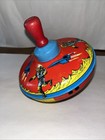 Vintage Tin Litho Spinning Top Toy Astronaut And Spaceship Theme 1960   s