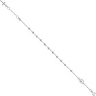 14k Solid White Gold Rosary 1mm Cable Chain Our Lady Of Grace Miraculous Medal 