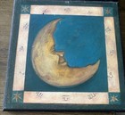 Rare Vtg 90   s Mary Beth Zeitz Celestial Sun Moon Zodiac Art Print Wood Plaques