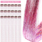 Hair Tinsel Kit Pack Of 18 Pcs Hair Tinsel Clip In 19 6inch Glitter Tinsel Hair