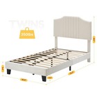 Twin Size Bed Frame Upholstered Platform With Velvet Headboard For Boy   Girl