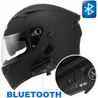 Led Dual Visors Flip Up Bluetooth Modular Full Motorcycle Helmet Intercom Dot