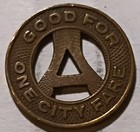 Akron  Ohio - A t  Co  Akron One City Fare Transit Token Oh 10 P