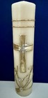 Wedding Unity Pillar Candle Cross Wedding Rings Florals White Gold Silver 11 5   
