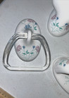 Vintage 4 Pc Ceramic White With Pink Floral Cottagecore Style Tp Holder  Soap