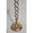 Pair Of Antique Barley Open Twist Swirl Solid Brass Candlestick Holders 11  Tall