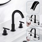8  Widespread Matte Black Bathroom Faucet Waterfall Vanity Sink 3-hole Mixer Tap