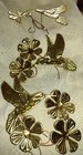 Vintage Gold Tone Brass Metal Hummingbird Floral Wall Hanging Decor 3 Piece