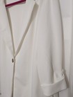 Laura Cruz Cream Textured Blazer Jacket Women   s Xl Roll Tab Sleeves