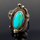 Vintage Signed H 925 Sterling Silver Turquoise Pawn Southwestern Ring Size 5 25