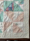 Vintage Handmade Country Teddy Bear Blocks Pastel Baby Blanket Quilt 32 x33 5 