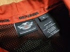 Harley Davidson Shirt Mens M Orange Button Biker Skull Moto Spell Logo Mechanic