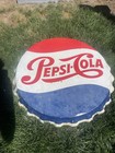 Vtg Pepsi Metal Bottle Cap Embossed Stout Marketing Sign - 27  Dia  -near Mint 