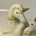 Vintage Unicorn Porcelain Figurine Duo Mother Baby Rainbow Pastel Fantasy Decor