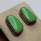 Vintage Southwestern Sterling Green Turquoise Rope Stud Earrings 5 9g