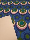 Awesome Rare Vintage Mid Century Retro 70s Blu Olive Pnk Drip Circle Sml Fabric 