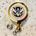 Cbp Dhs Tsa Id Holder Enameled On Gold Logo Retractable Reel