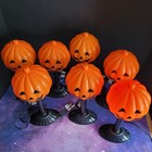 7 vtg Halloween Jack O Lantern Pumpkin Blow Mold Electric Window Candle Lights