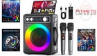 Portable Bluetooth Karaoke Speaker With 2 Microphones Led Lights Home Party