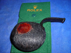     smoked Vintage Rolex Briar Italy Folding Vest Pocket Pipe Velvet  Case -6