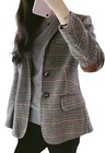 Women s Chic Lapel Collar Plaid 2-button Faux Wool Blazer Suit Jacket S 2xl