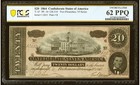 1864 T-67  20 Csa Currency Pf-10  Vi Series  Pcgs 62 Ppq -plus- The Book  Sc1