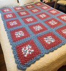 Granny Square Afghan Throw Blanket Crochet Multi Color Cottage Core 44x57
