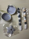 2 Pacifier Clips Pacifier Holder And Teether Toy 4 Pack Baby Gift Set Gray New