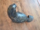 Eskimo Vintage Canada Inuit Seal Soapstone Carving Signed 5 1 2 X 3 