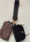 Nwt Lululemon Black Cheetah With Gold Trim Dual Wristlet