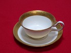 Vintage Wedgwood Bone China White W gold Trim Ascot Cup   Saucer