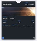 Kenny Chesney Live At Sphere Las Vegas June 24 2026 Sec 110 Row 34  one Ticket 