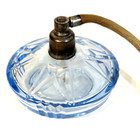 Antique Squatty Ice Blue Facet Cut Glass Perfume Bottle Atomizer Many Other Look